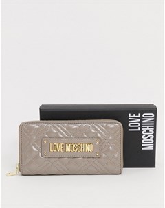 Серо коричневый стеганый кошелек на молнии Love moschino
