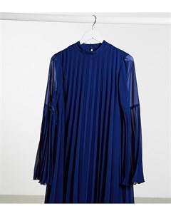 Темно синее плиссированное платье мини А силуэта ASOS DESIGN Tall Asos tall