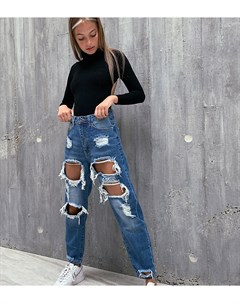 Синие рваные джинсы в винтажном стиле Missguided petite