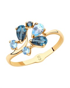 Кольцо из золота с голубыми и синими топазами Sokolov