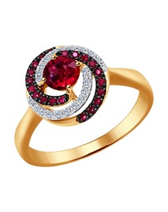 Кольцо из золота с бриллиантами и рубинами Sokolov