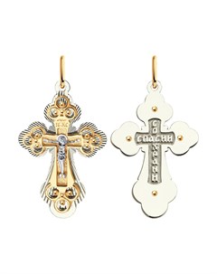 Крест из комбинированного золота с алмазной гранью Sokolov