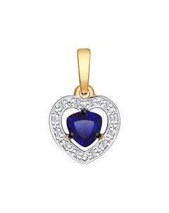 Подвеска в форме сердца с бриллиантами и синим корундом Sokolov diamonds