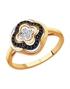 Кольцо из золота с бесцветными и чёрными бриллиантами Sokolov