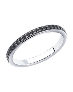 Серебряное кольцо с чёрными фианитами Sokolov