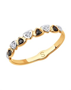 Кольцо из золота с бесцветными и чёрными бриллиантами Sokolov