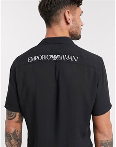 Черная рубашка с логотипом Emporio armani