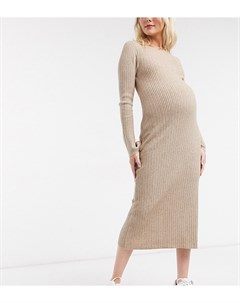 Платье миди в рубчик с круглым вырезом ASOS DESIGN Maternity Asos maternity