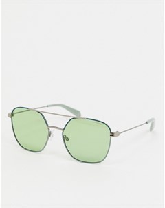 Зеленые солнцезащитные очки авиаторы Polaroid