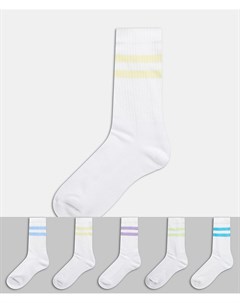 5 пар спортивных носков с разноцветными полосками ASOS DESGN Asos design