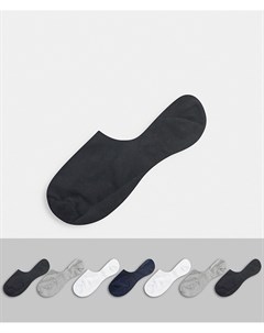7 пар невидимых носков черные белые темно синие серые Asos design