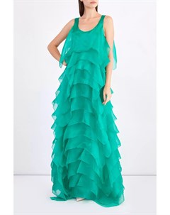 Платье из газового шелка с многослойными оборками в стиле морских волн Emanuel ungaro