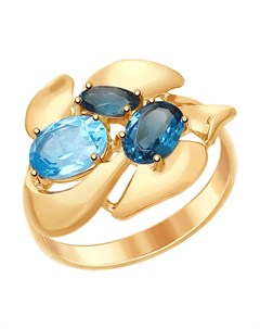 Кольцо из золота с голубым и синими топазами Sokolov