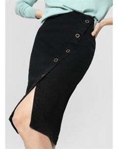 Чёрная джинсовая юбка с имитацией запаха Ostin