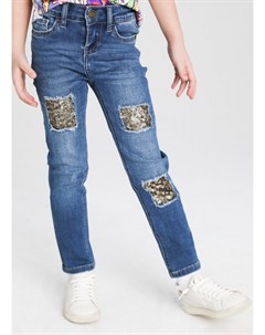 Узкие джинсы с патчами из пайеток Ostin