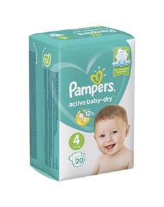 Подгузники Active Baby Dry Maxi 4 9 14кг 20шт Pampers
