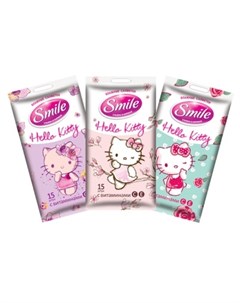 Влажные салфетки Hello Kitty MIX 15шт Smile