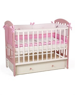 Кроватка детская Simple 328 бело розовая Polini-kids