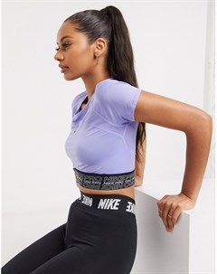 Фиолетовая короткая футболка с сетчатыми вставками Nike Pro Training Nike training