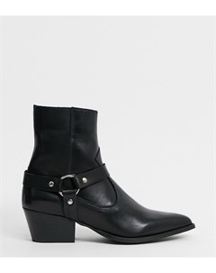Черные кожаные ботинки для широкой стопы Depp