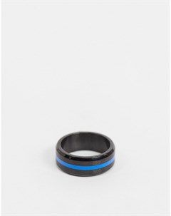Черное кольцо с синей отделкой Seven london