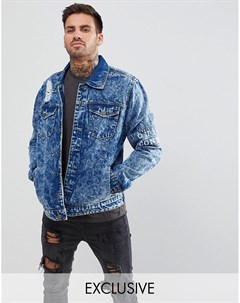 Рваная джинсовая куртка с эффектом кислотной стирки Brooklyn Supply Co Brooklyn supply co.