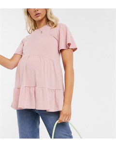 Светло розовая футболка с ярусной баской New look maternity