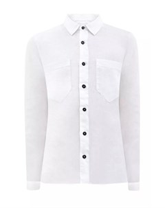 Белая льняная рубашка в стиле casual с контрастной фурнитурой Stone island