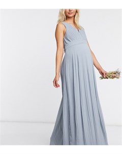 Голубое плиссированное платье макси без рукавов bridesmaid Tfnc maternity