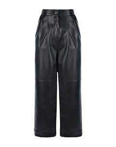Черные укороченные брюки из кожи Blancha