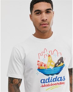 Белая футболка Adidas skateboarding
