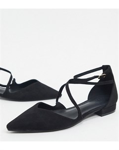 Черные балетки для широкой стопы с заостренным носком Asos design