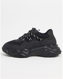 Черные кроссовки из искусственной кожи на массивной подошве Koi footwear