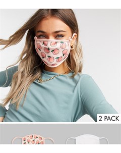 Набор из 2 масок для лица белая с принтом персиков Skinnydip