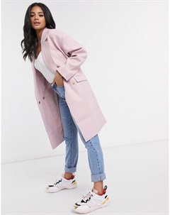 Светло розовое пальто с необработанными краями Missguided