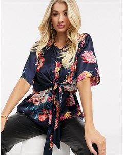Блузка с цветочным принтом и узлом спереди Ax paris