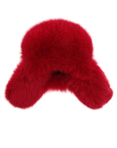 Красная шапка с меховой отделкой детская Yves salomon