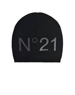 Черная шапка с логотипом в тон детская No21