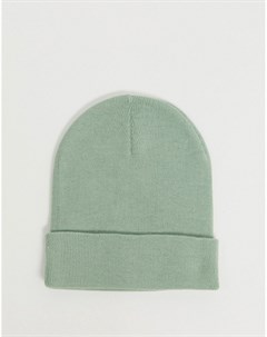 Шалфейно зеленая шапка бини с отворотом Asos design