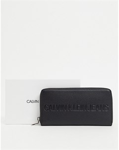 Легкий черный кошелек с круговой молнией Jeans Calvin klein