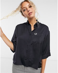 Темно синяя oversized рубашка Fred perry