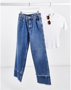 Синие широкие джинсы с контрастными краями Vero moda