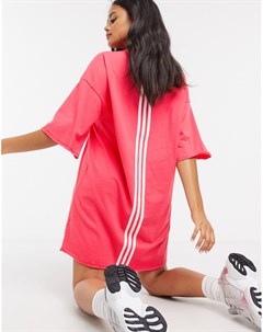 Платье футболка в стиле oversized розового цвета Adidas