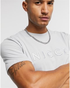 Серая футболка с вышитым логотипом Nicce