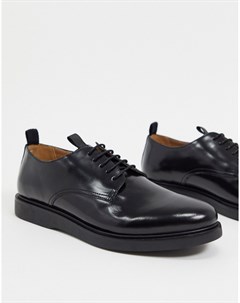 Блестящие черные кожаные туфли со шнуровкой H by hudson
