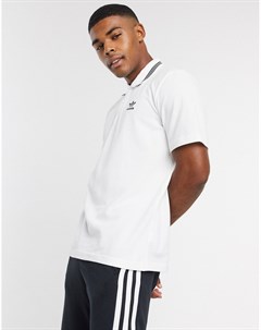 Белое поло из пике с логотипом трилистником Adidas originals