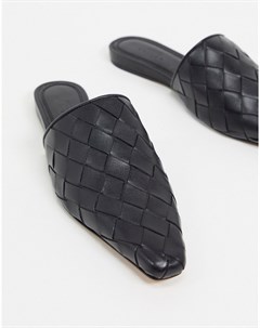 Черные кожаные мюли Luxury premium Asos design