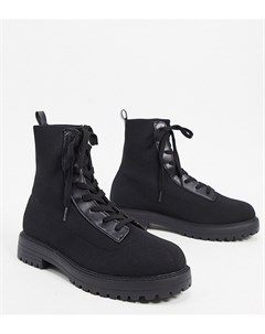 Черные ботинки для широкой стопы на шнуровке Asos design