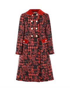 Красное твидовое пальто с берхатной отделкой детское Dolce&gabbana