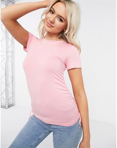 Розовая футболка со сборками по бокам New look